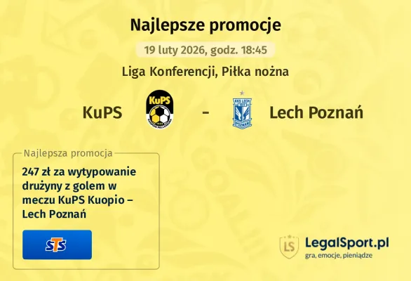 STS: 247 zł za wytypowanie drużyny z golem w meczu KuPS Kuopio – Lech Poznań