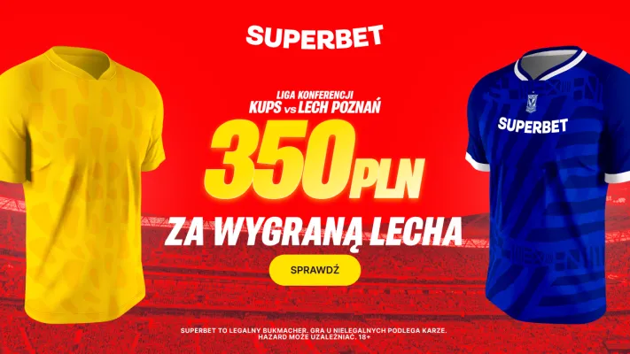 Superbet: Bonus 350 PLN za zwycięstwo Lecha Poznań z KuPS