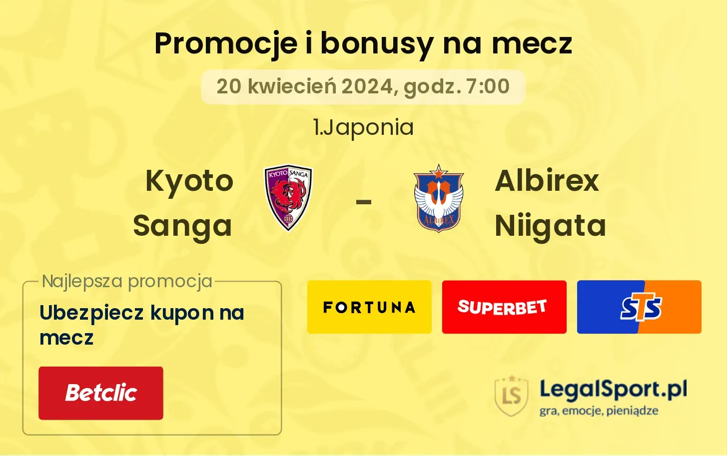 Kyoto Sanga - Albirex Niigata promocje bonusy na mecz