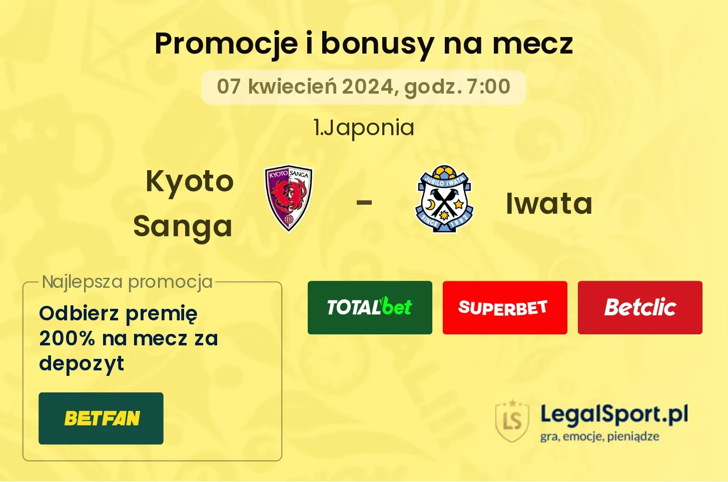 Kyoto Sanga - Iwata promocje bonusy na mecz