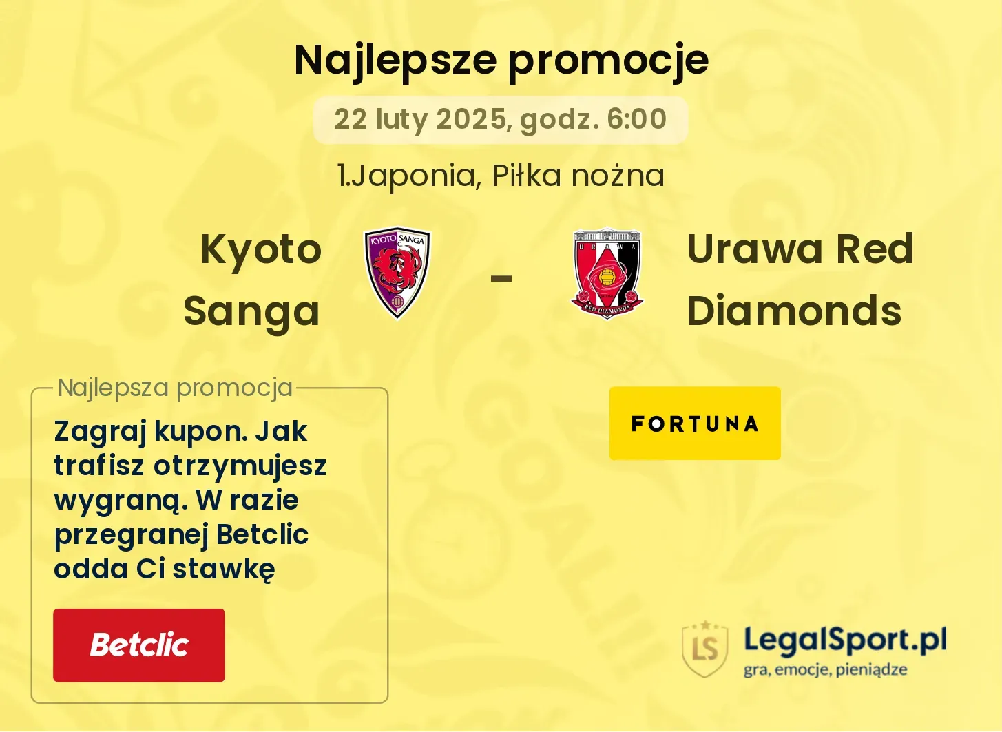 Kyoto Sanga - Urawa Red Diamonds promocje bukmacherskie