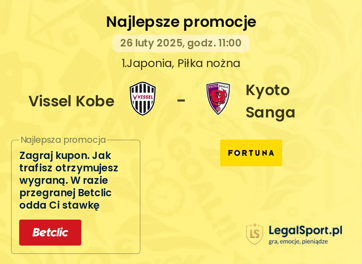Vissel Kobe - Kyoto Sanga promocje bukmacherskie
