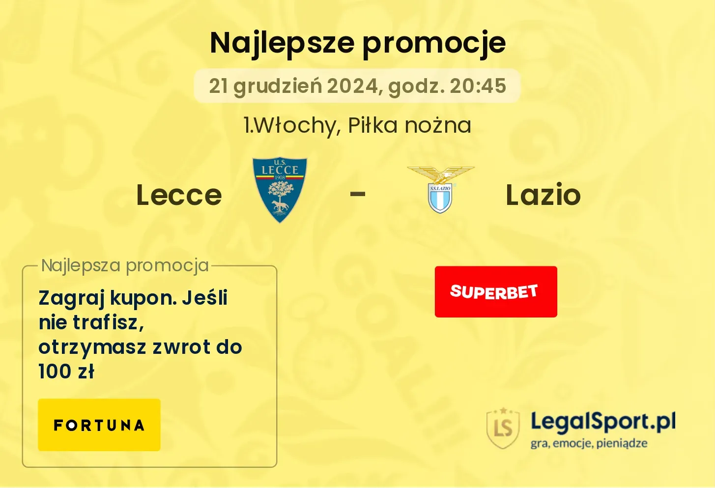 Lecce - Lazio promocje u bukmacherów