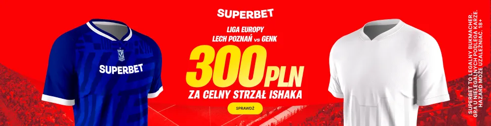 Superbet: Bonus 300 PLN za celny strzał Mikaela Ishaka w meczu Lech Poznań - Genk