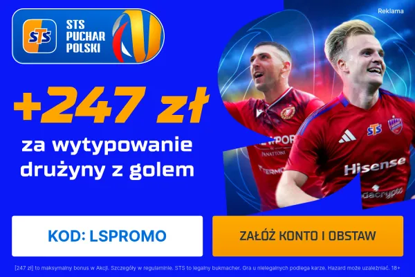 247 zł za wytypowanie drużyny z golem w meczu Lech Poznań - Górnik Zabrze od STS