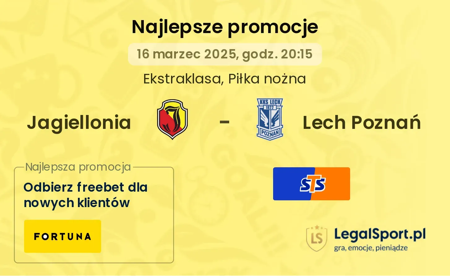 300 zł za gola wybranej drużyny w meczu Jagiellonia - Lech od Superbet