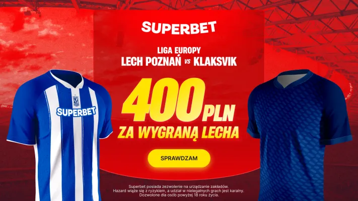 Promocja Superbet: 400 PLN za wygraną Lecha Poznań z KI Klaksvik