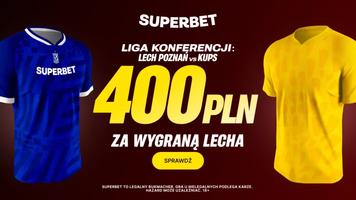 Superbet: Bonus 400 PLN za zwycięstwo Lecha Poznań w meczu z KuPS