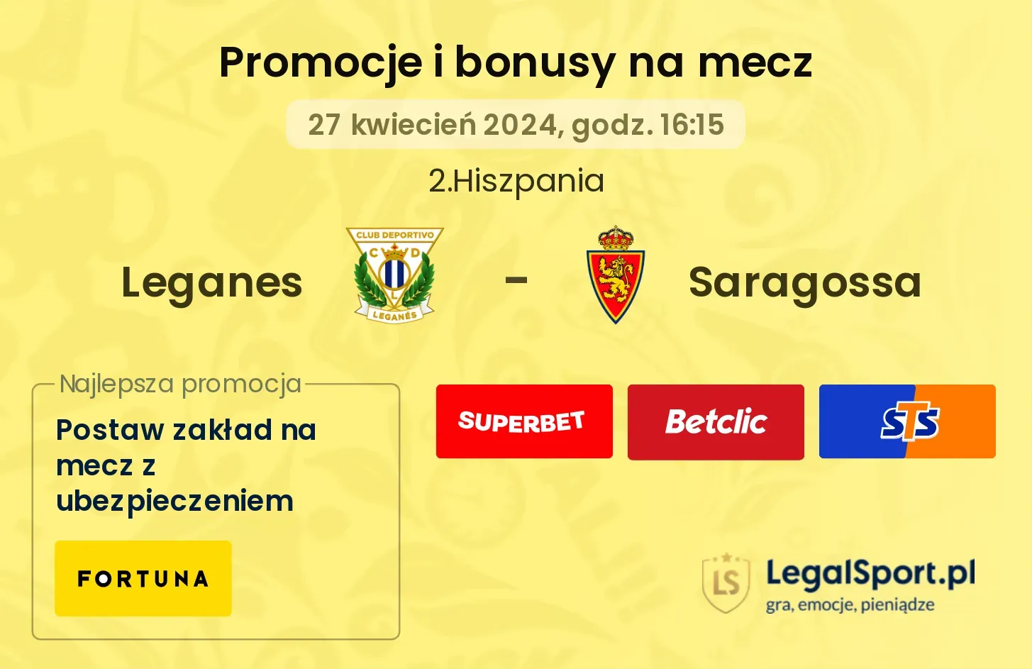 Leganes - Saragossa promocje bonusy na mecz