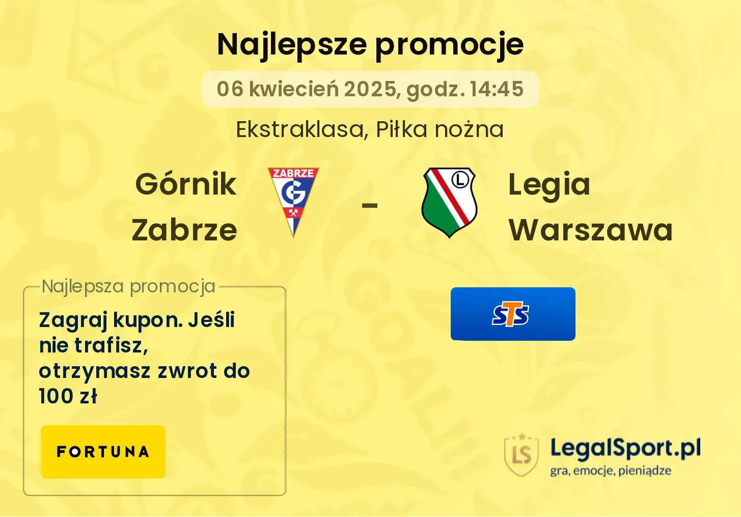 Górnik Zabrze - Legia Warszawa promocje bukmacherskie