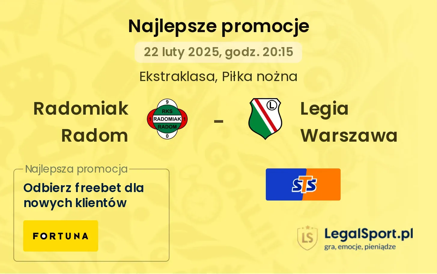 Radomiak Radom - Legia Warszawa promocje u bukmacherów