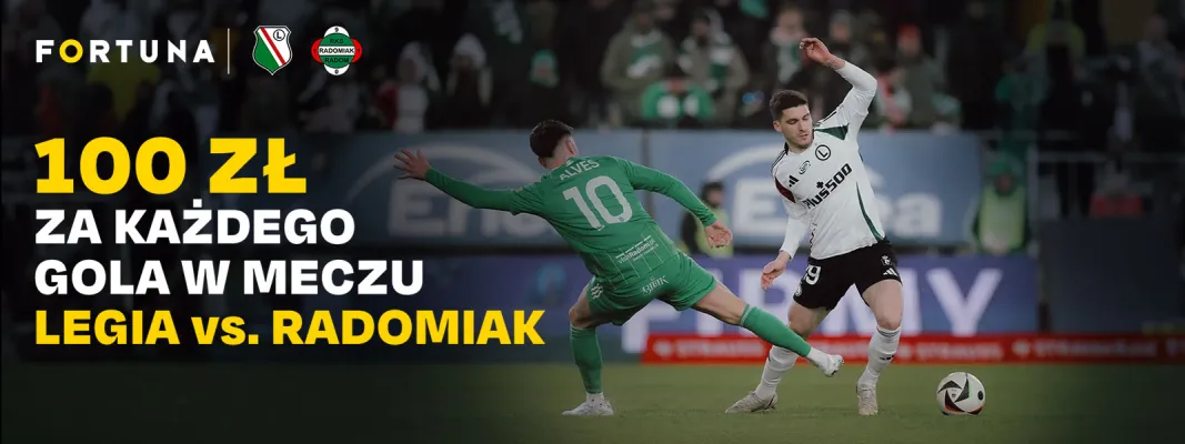 Promocja Fortuna: 100 zł za każdą bramkę w meczu Legia Warszawa – Radomiak Radom