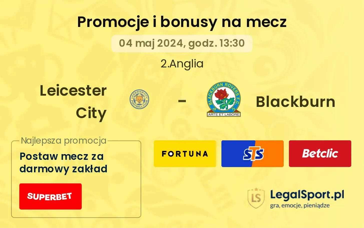 Leicester City - Blackburn promocje bonusy na mecz