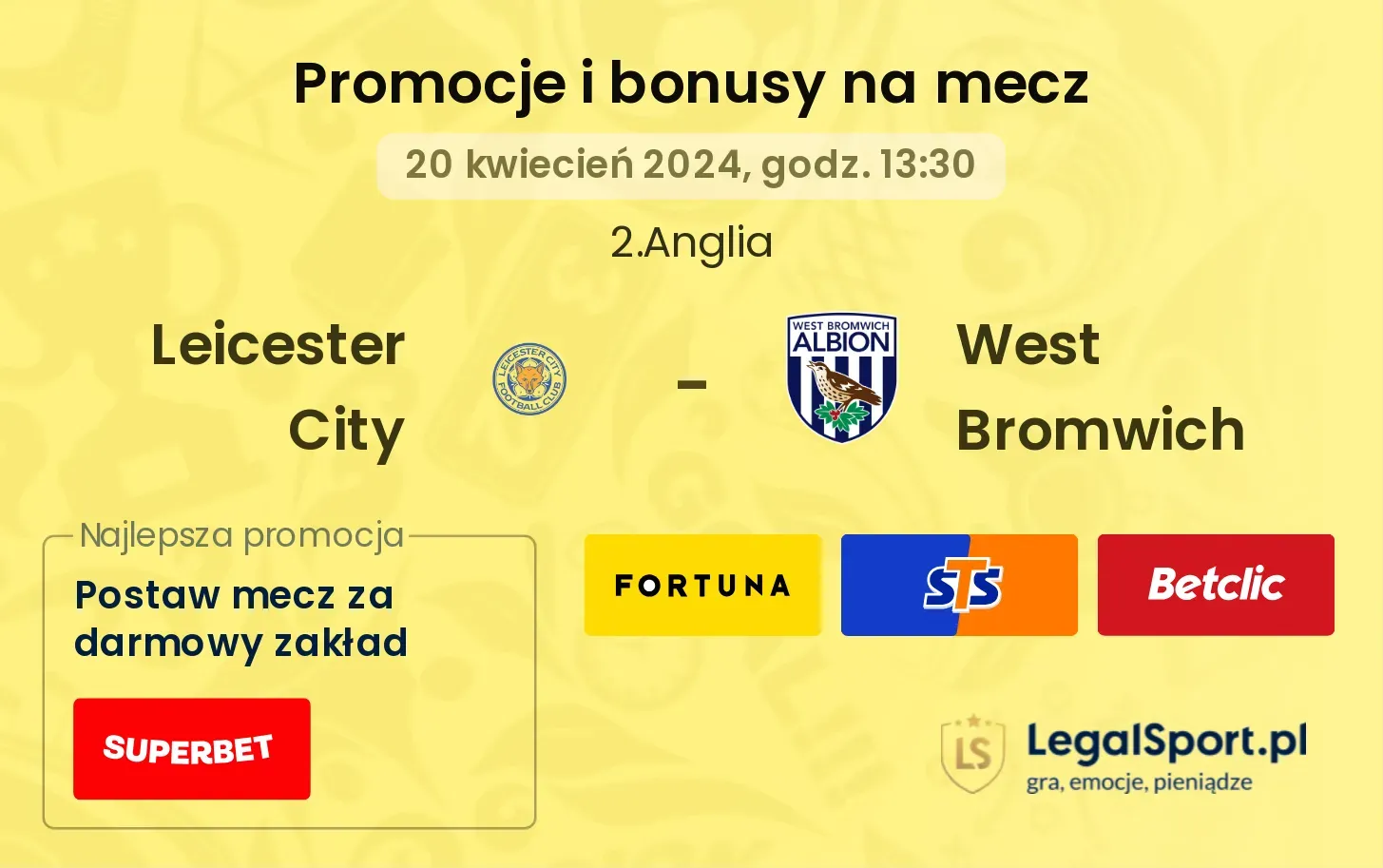 Leicester City - West Bromwich promocje bonusy na mecz