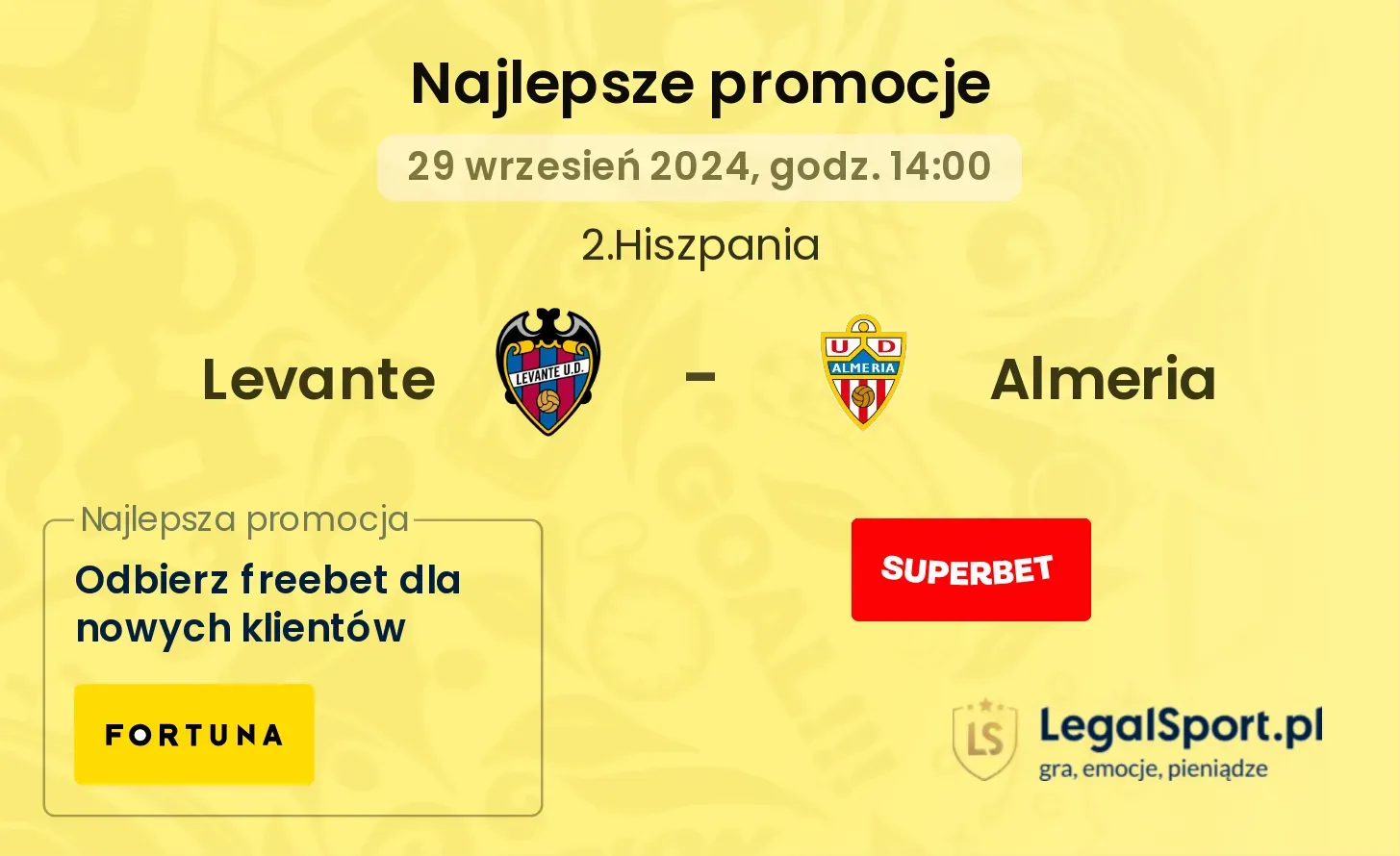Levante - Almeria promocje u bukmacherów 29.09, 14:00