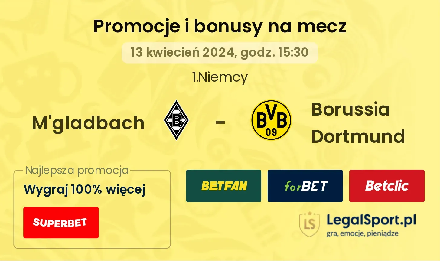M'gladbach - Borussia Dortmund promocje bonusy na mecz