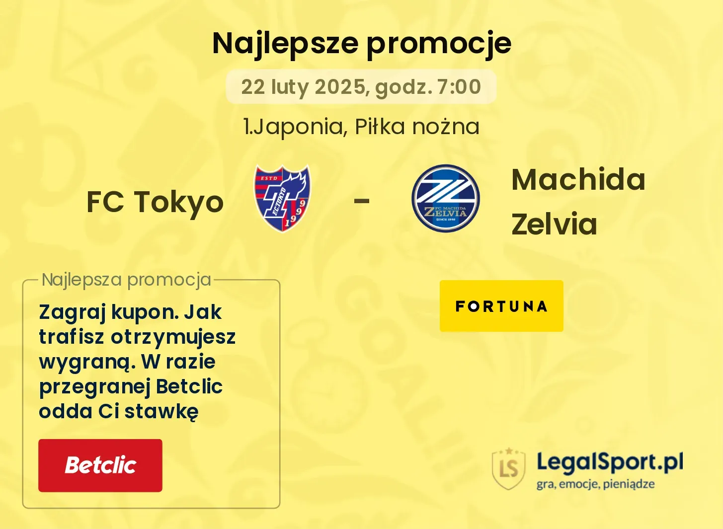 FC Tokyo - Machida Zelvia promocje bukmacherskie