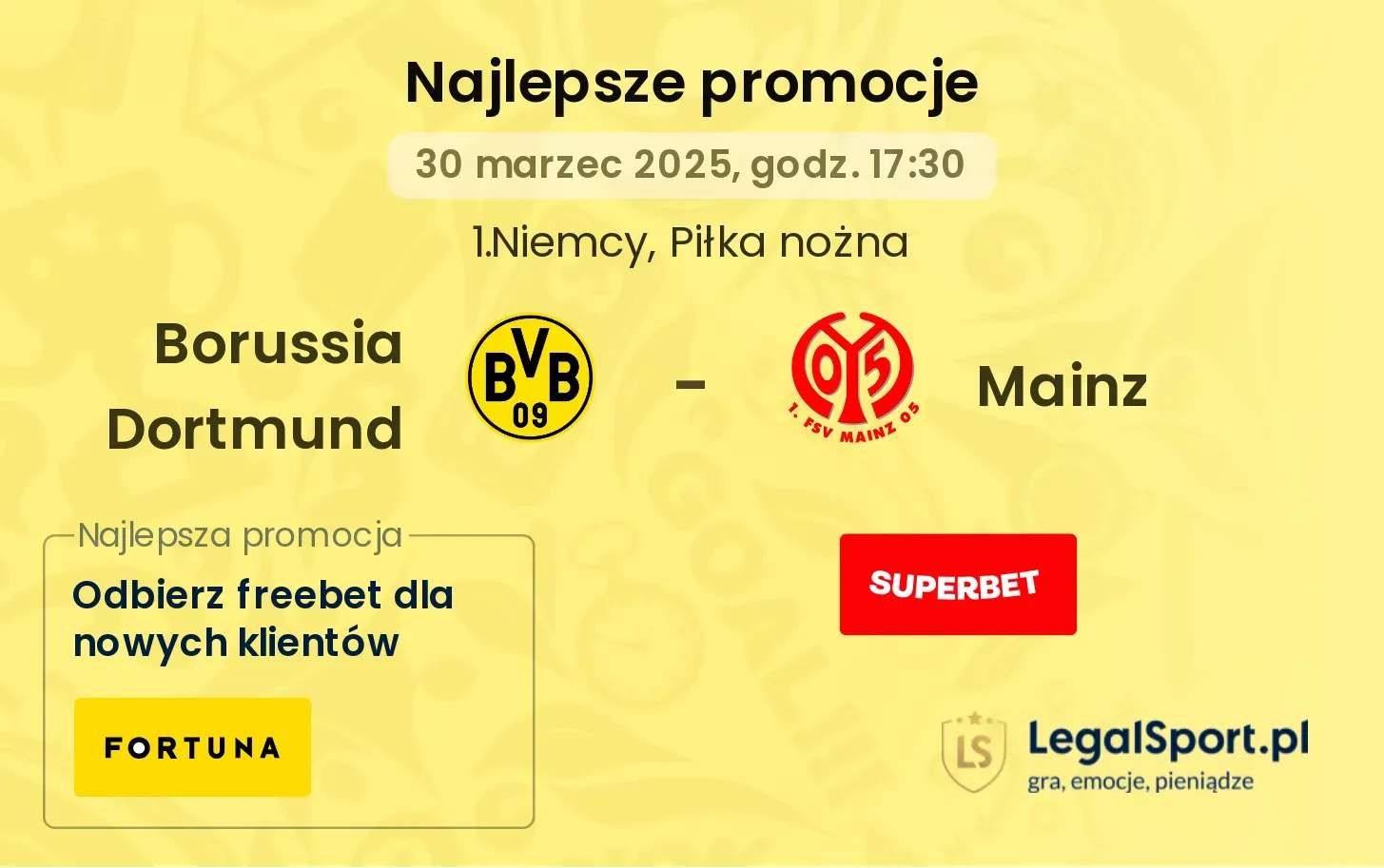 Borussia Dortmund - Mainz promocje bukmacherskie