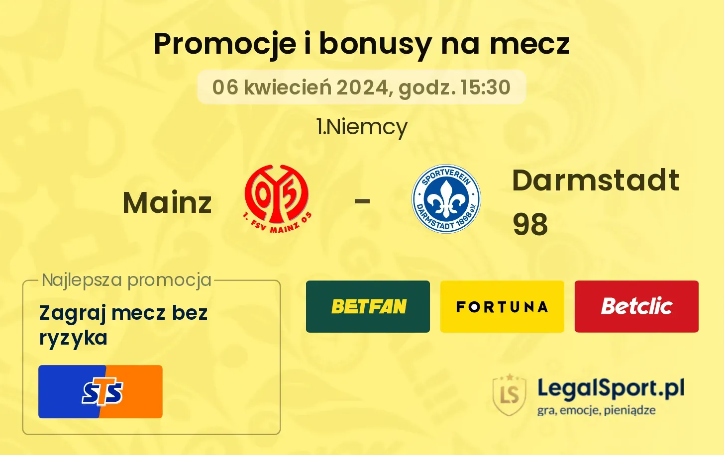 Mainz - Darmstadt 98 promocje bonusy na mecz