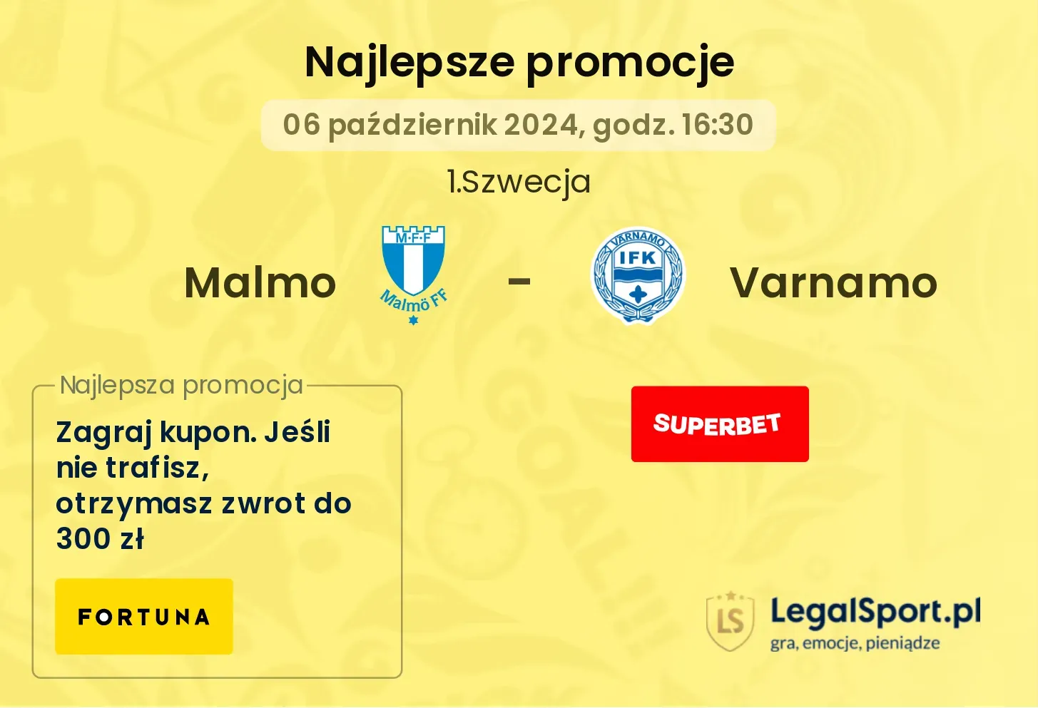 Malmo - Varnamo promocje u bukmacherów 06.10, 16:30
