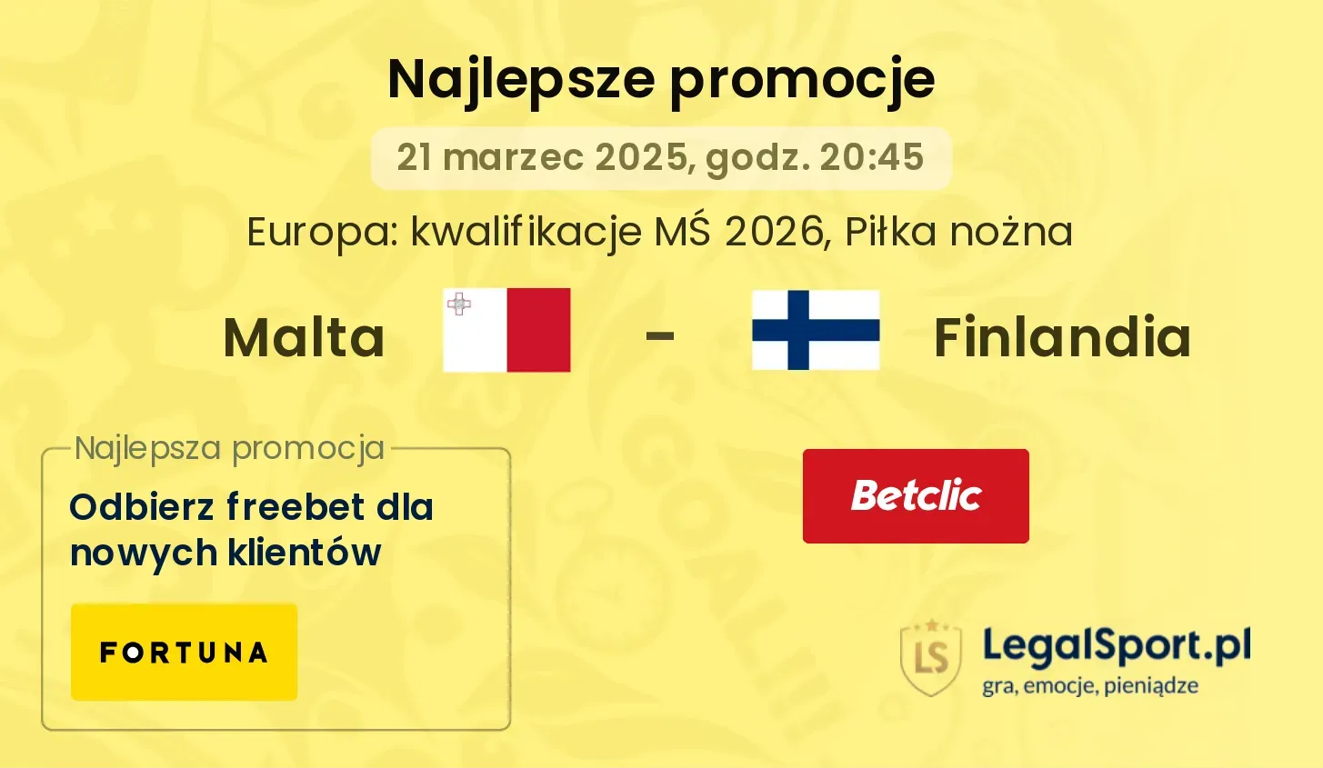 Malta - Finlandia promocje u bukmacherów