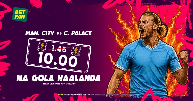 BETFAN: Kurs 10.00 na gola Erlinga Haalanda w meczu Manchester City – Crystal Palace