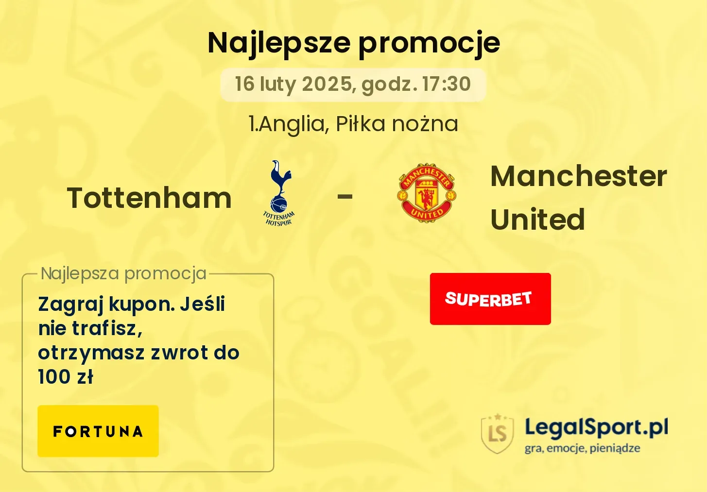Tottenham - Manchester United promocje bukmacherskie