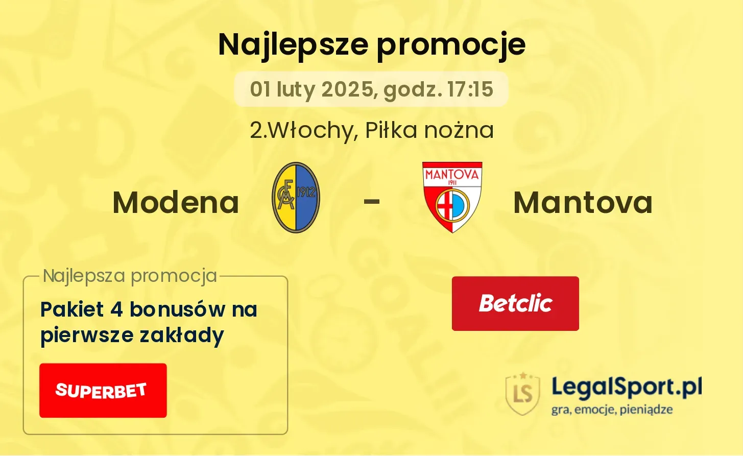 Modena - Mantova promocje u bukmacherów