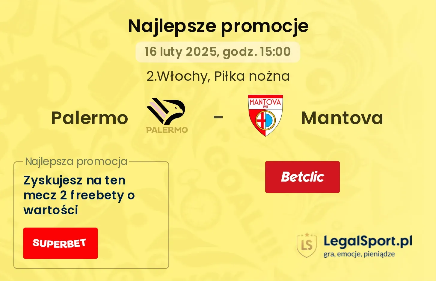 Palermo - Mantova promocje u bukmacherów