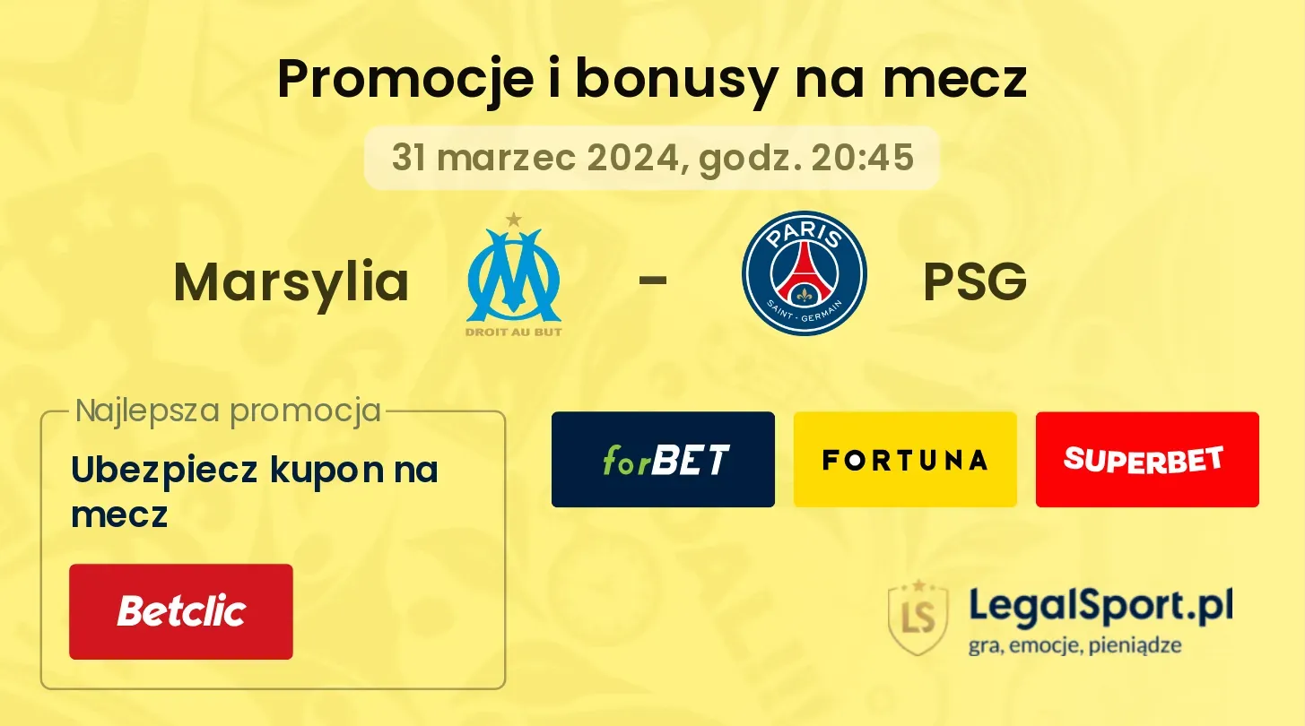 Marsylia - PSG promocje bonusy na mecz
