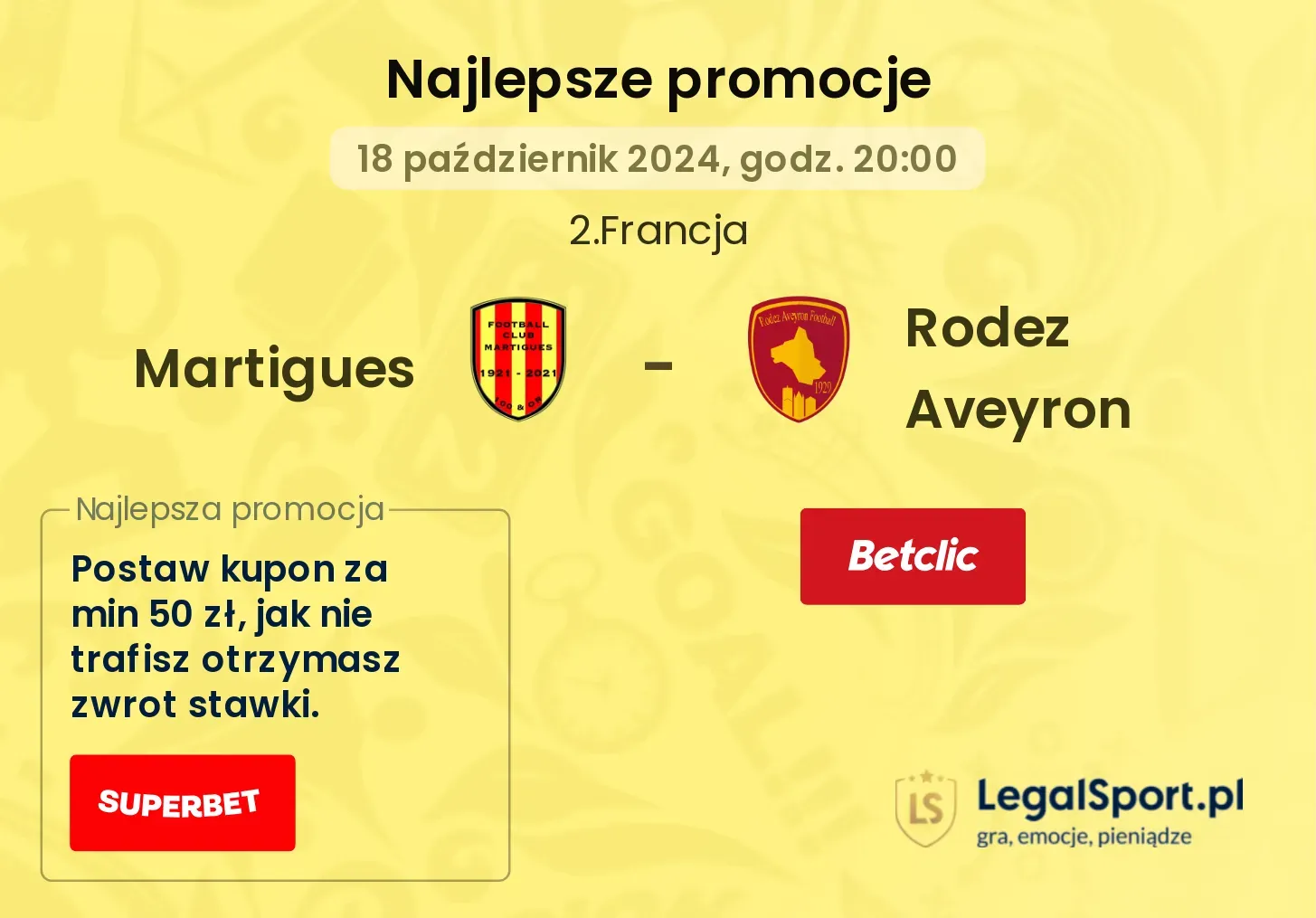 Martigues - Rodez Aveyron promocje bukmacherskie 18.10, 20:00
