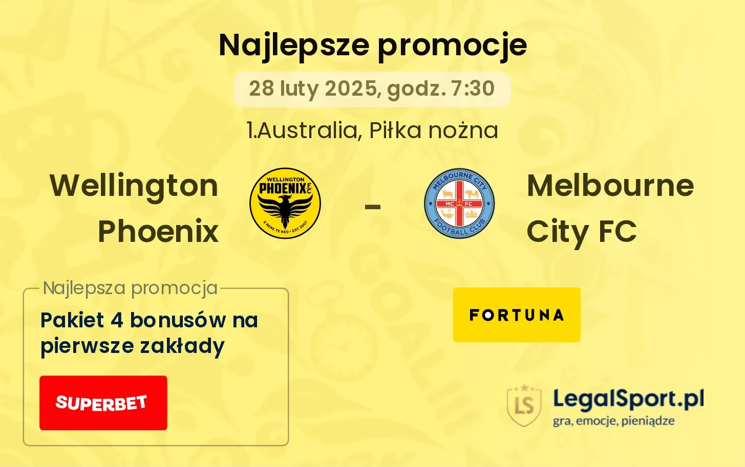 Wellington Phoenix - Melbourne City FC promocje u bukmacherów