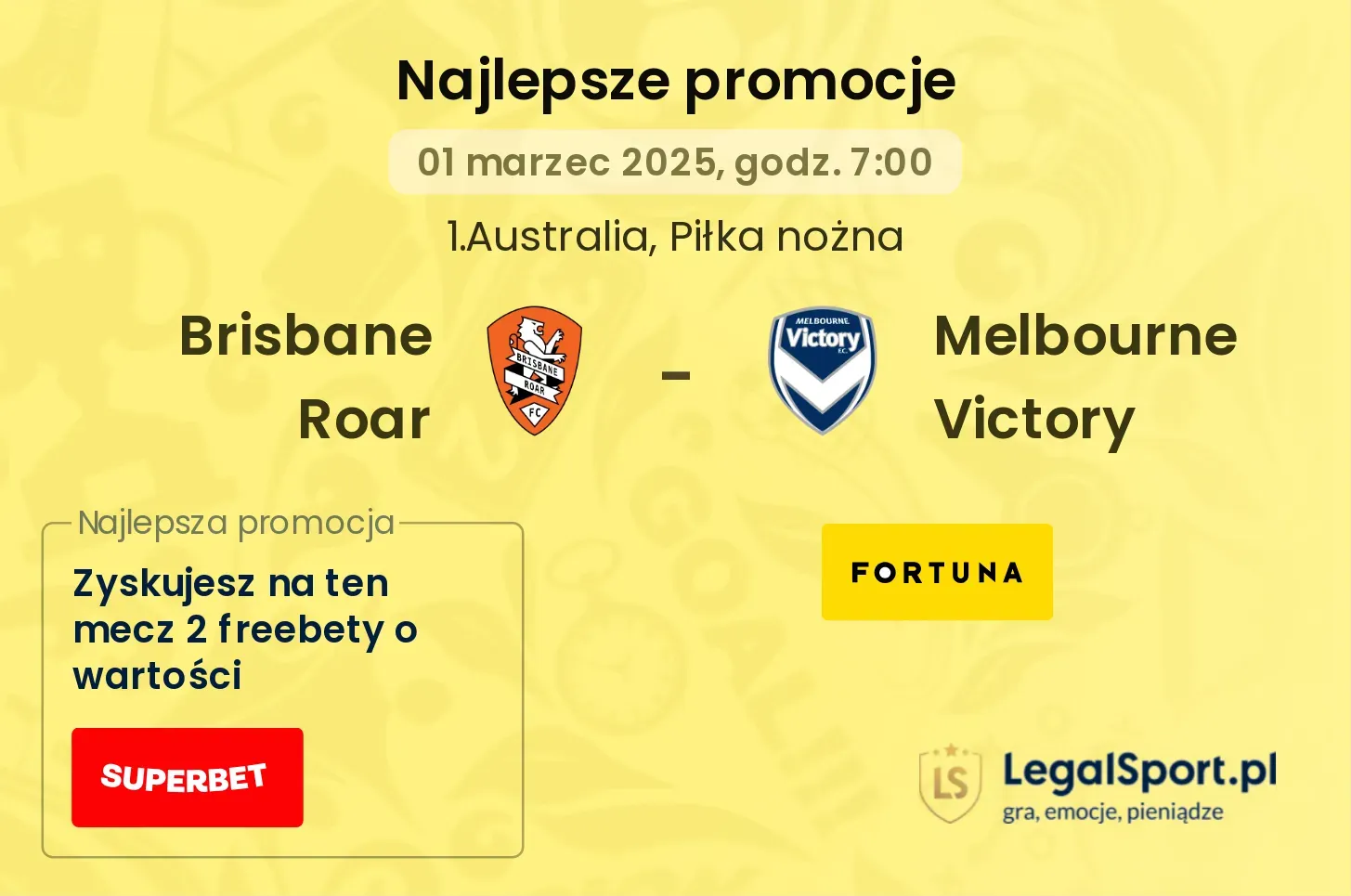 Brisbane Roar - Melbourne Victory promocje u bukmacherów