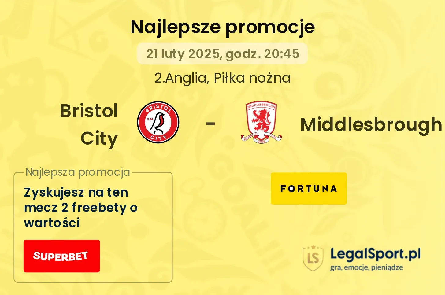 Bristol City - Middlesbrough promocje bukmacherskie