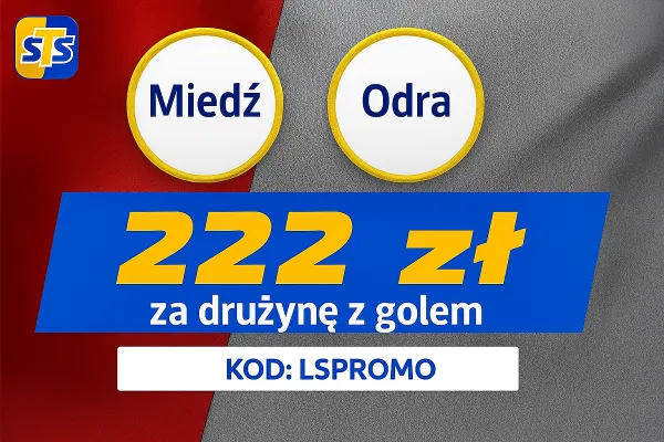 222 zł za wytypowanie drużyny z golem w meczu Miedź Legnica - Odra Opole od STS