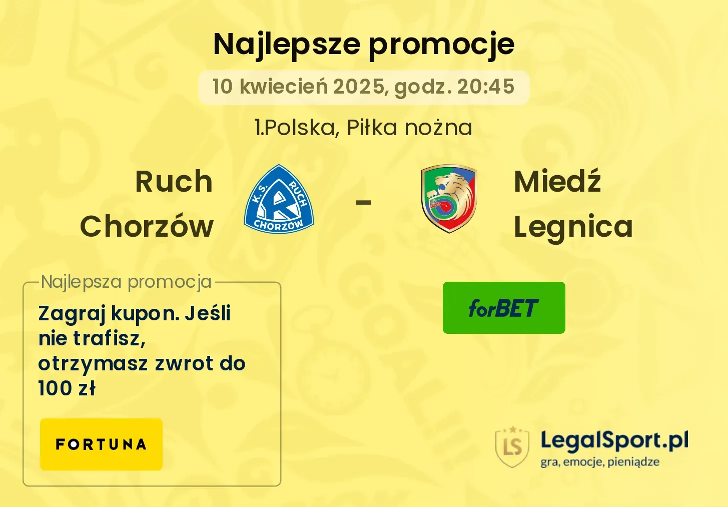 Ruch Chorzów - Miedź Legnica promocje bukmacherskie