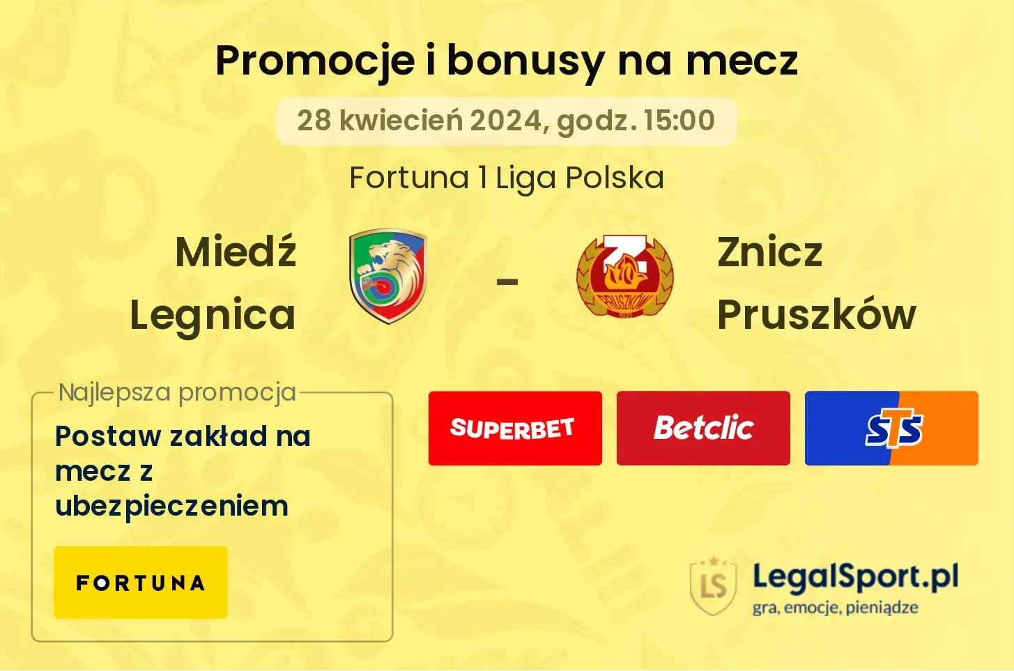 Miedź Legnica - Znicz Pruszków promocje bonusy na mecz