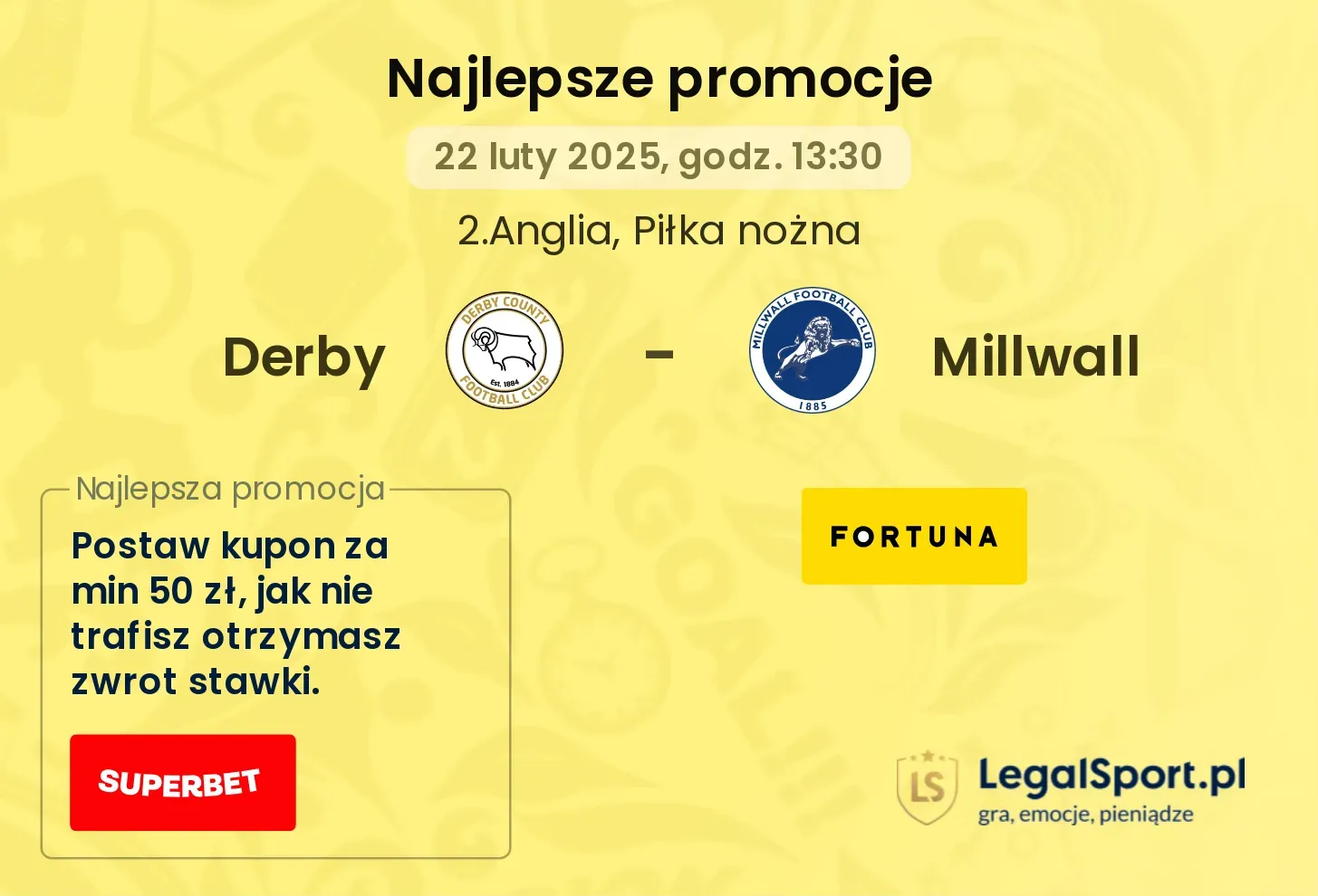 Derby - Millwall promocje u bukmacherów