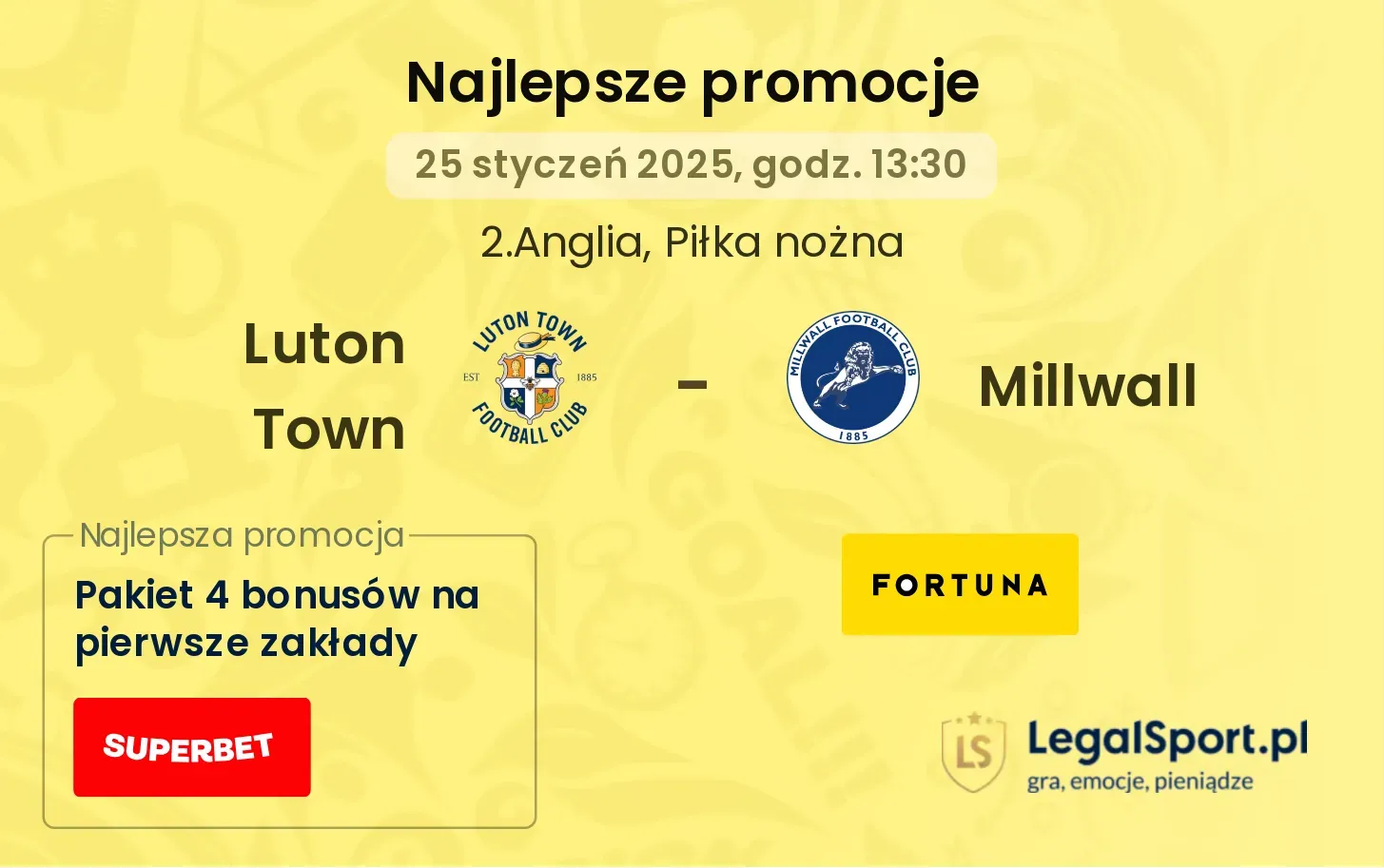 Luton Town - Millwall promocje bukmacherskie