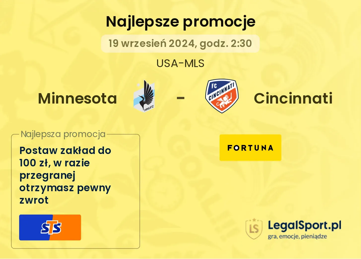 Minnesota - Cincinnati promocje bukmacherskie 19.09, 02:30