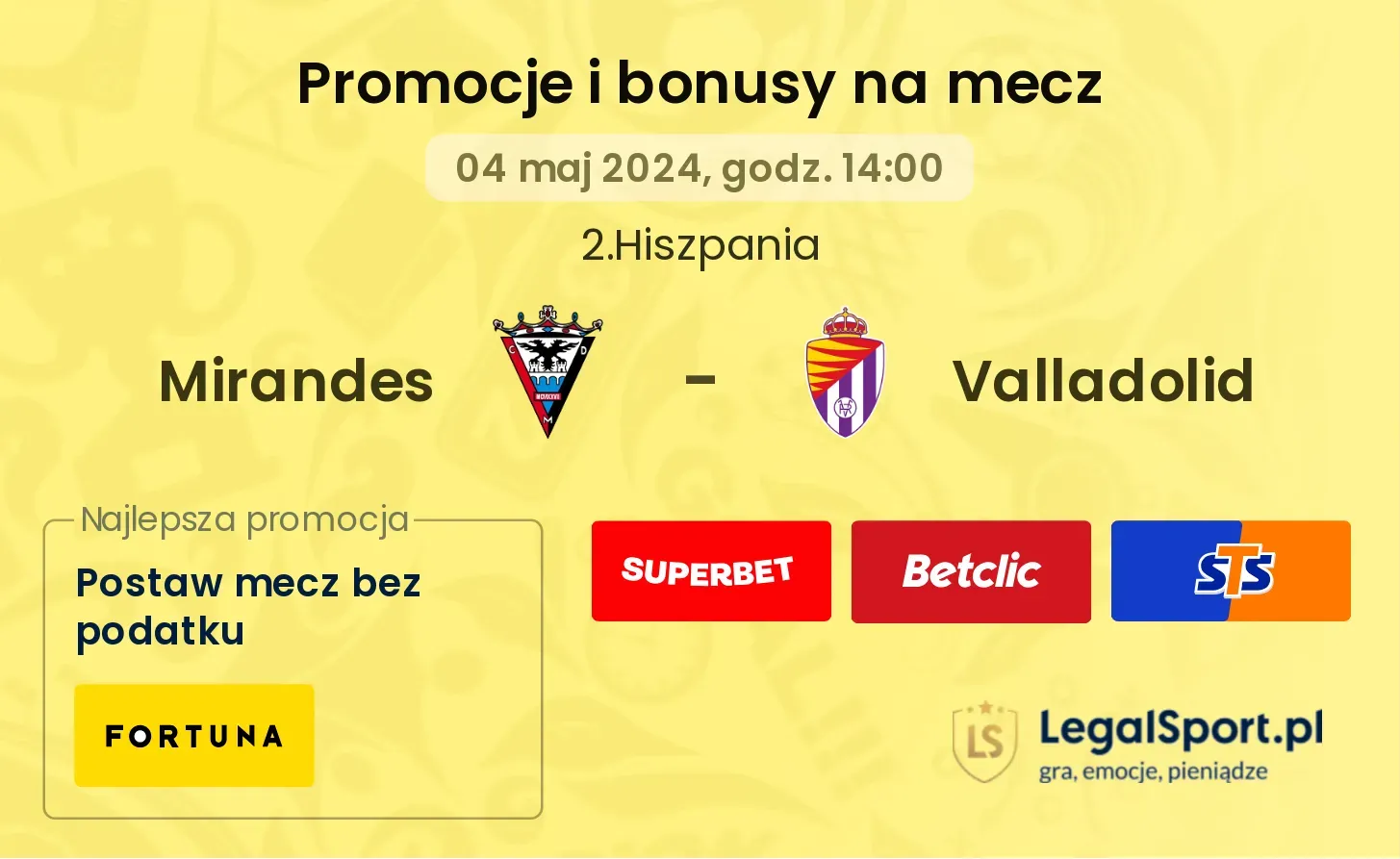 Mirandes - Valladolid promocje bonusy na mecz
