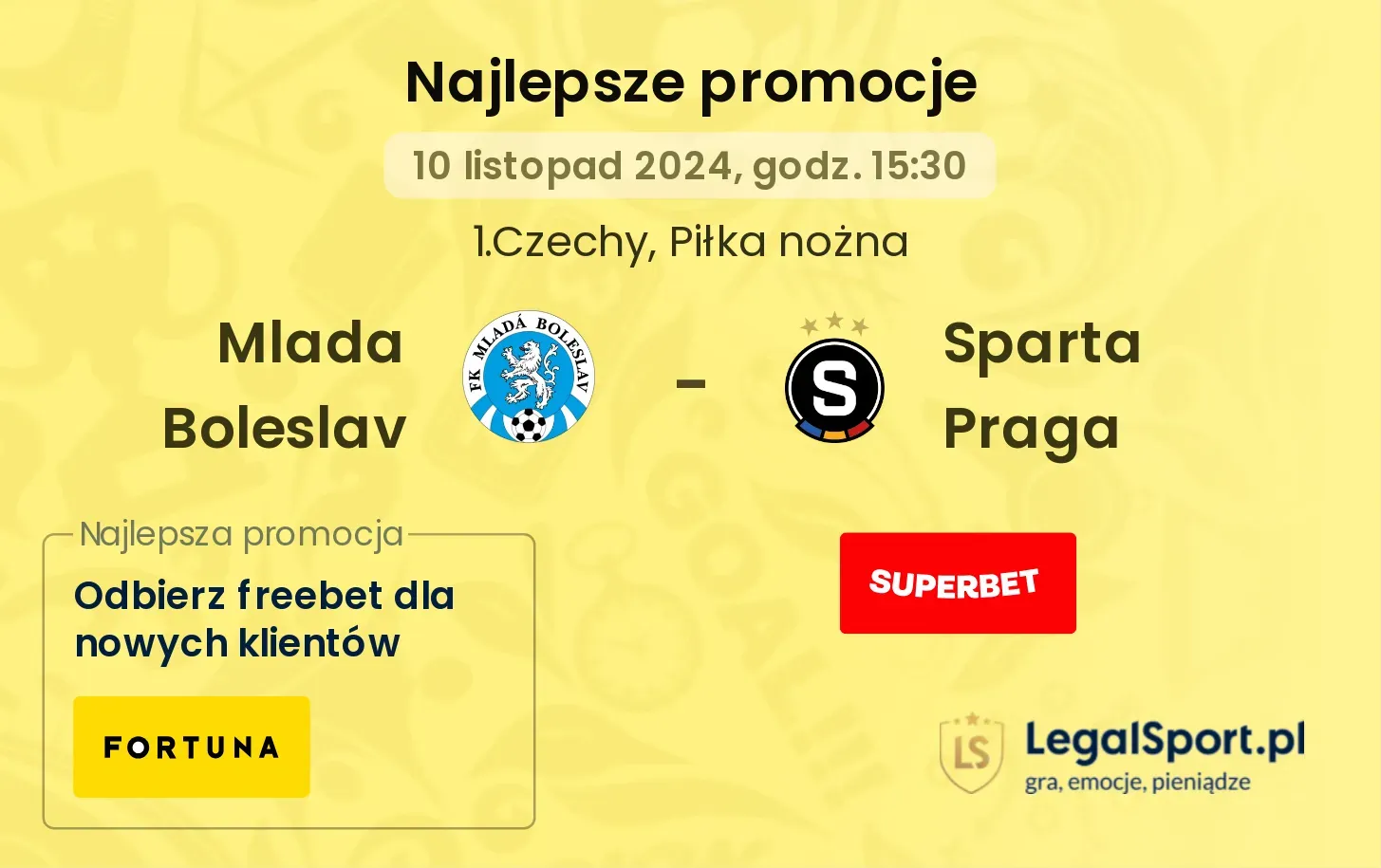 Mlada Boleslav  - Sparta Praga promocje u bukmacherów 10.11, 15:30