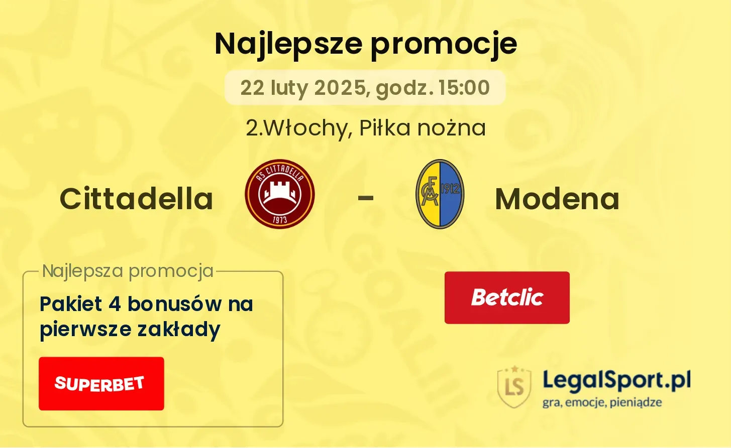 Cittadella - Modena promocje u bukmacherów