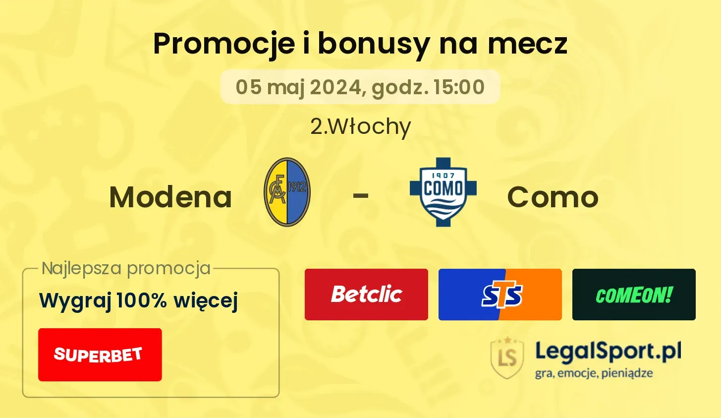 Modena - Como promocje bonusy na mecz