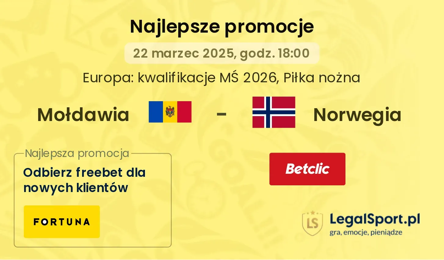 Mołdawia - Norwegia promocje u bukmacherów