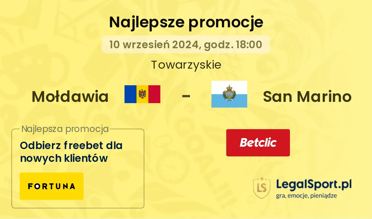Mołdawia - San Marino promocje u bukmacherów 10.09, 18:00
