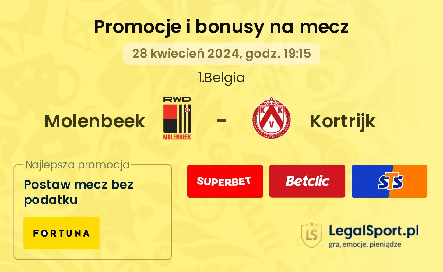Molenbeek - Kortrijk promocje bonusy na mecz