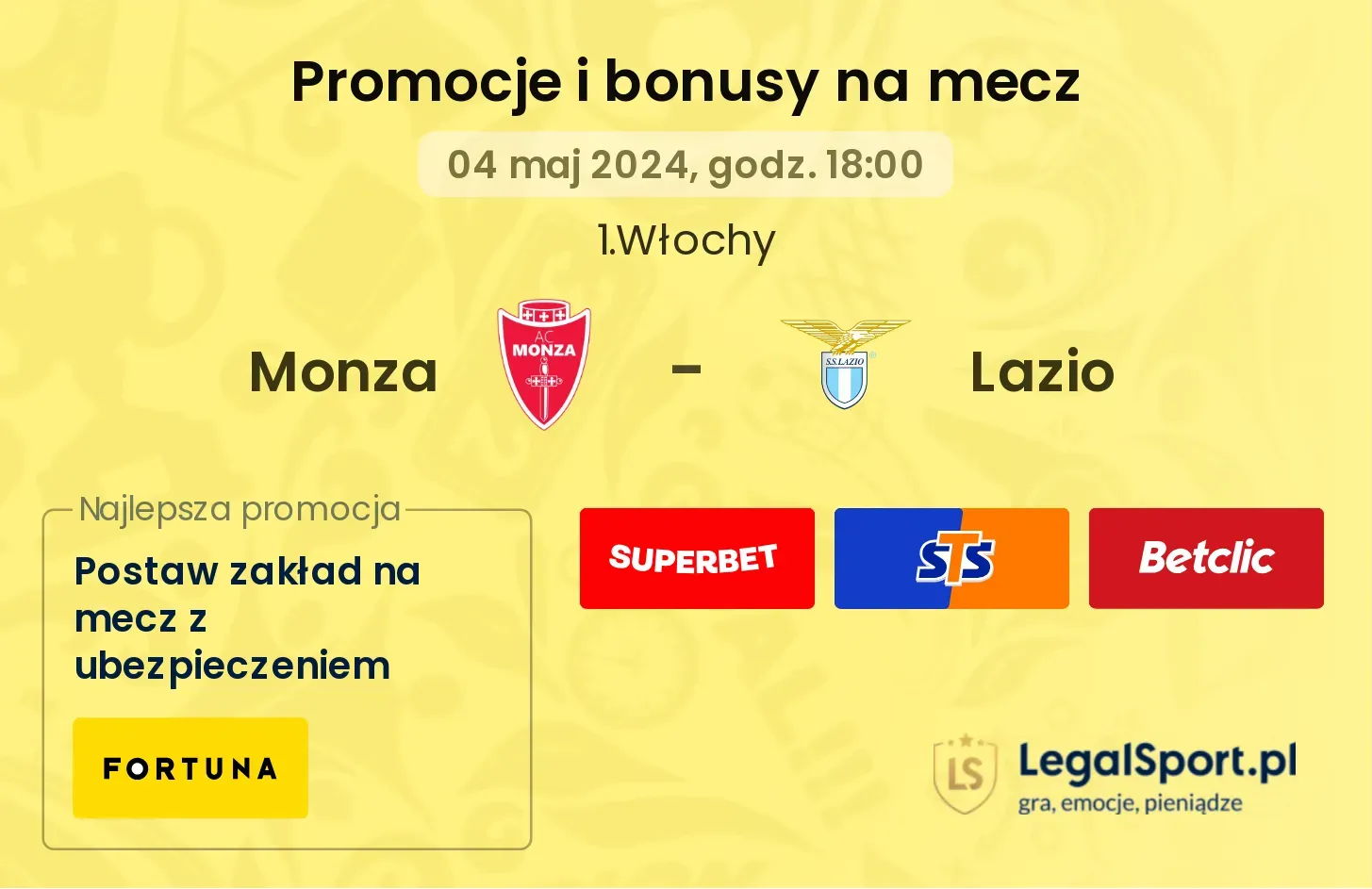 Monza - Lazio promocje bonusy na mecz