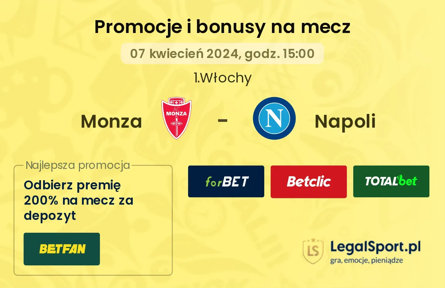 Monza - Napoli promocje bonusy na mecz