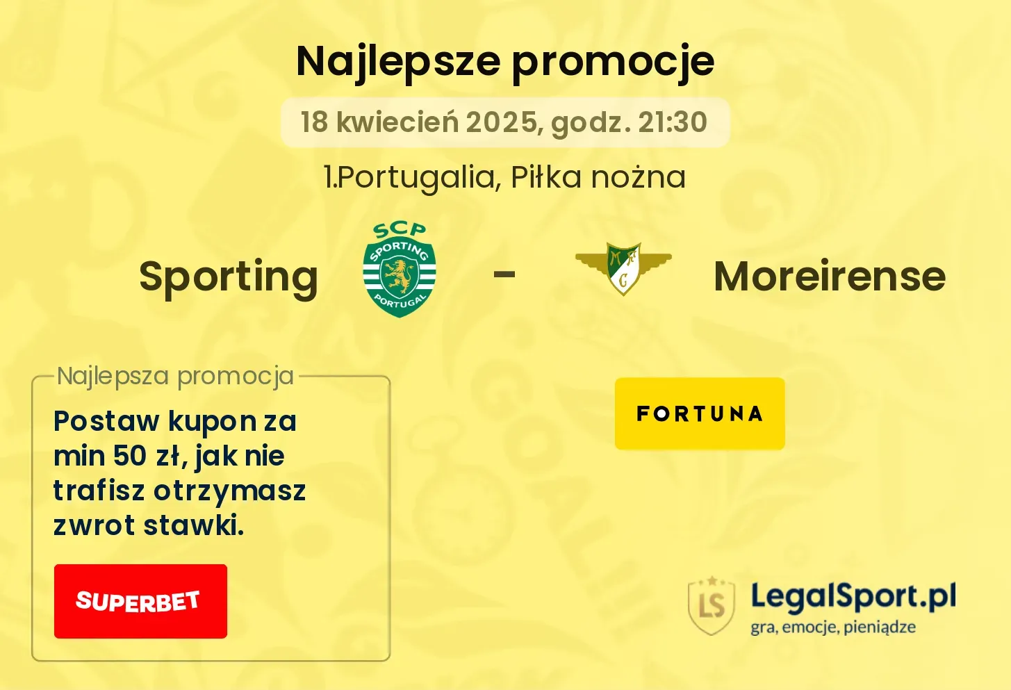 Sporting - Moreirense promocje u bukmacherów